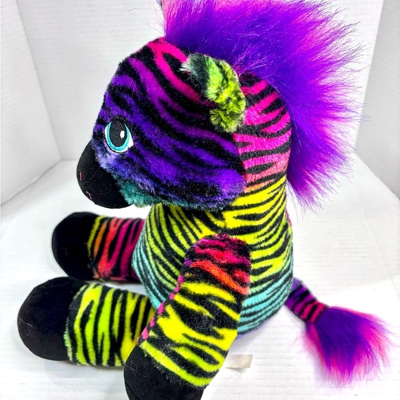 Build a Bear Multicolored Rainbow Zebra Plush Toy - Picture 3 of 7